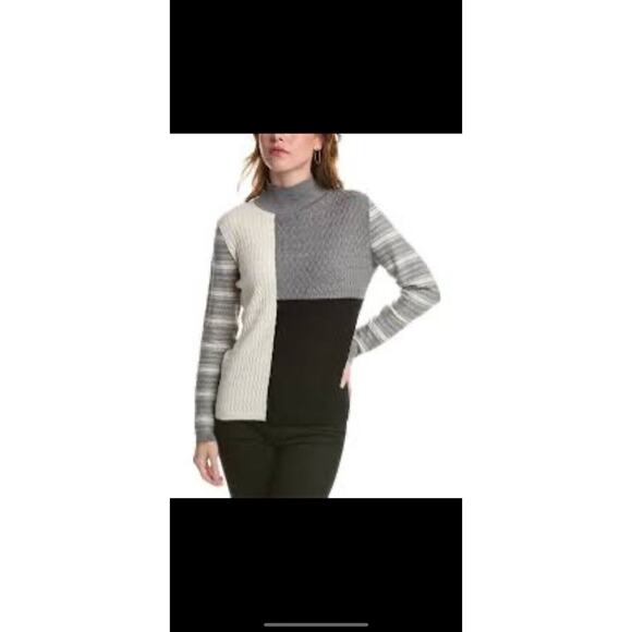 Edinburgh Knitwear Size‎ Small 100% Pima Cotton Grey Cable Patch Sweater